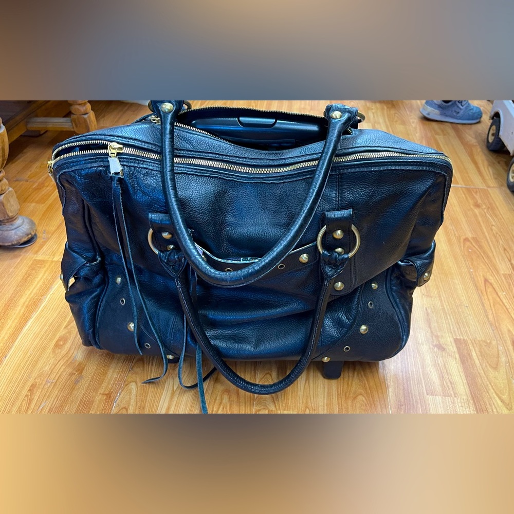 wheeled Leather Tote Bag